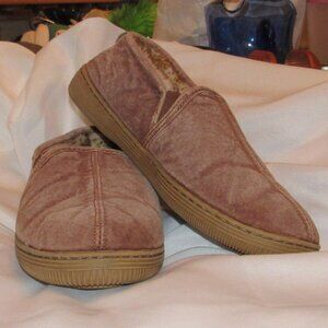 Lamo Mens Slippers Size 8 Light Brown Soft Sheepskin Slip On Excellent Cond.
